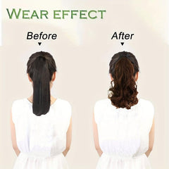 Short Curly Ponytail Extensions with Ties - Heat Resistant Synthetic Hair