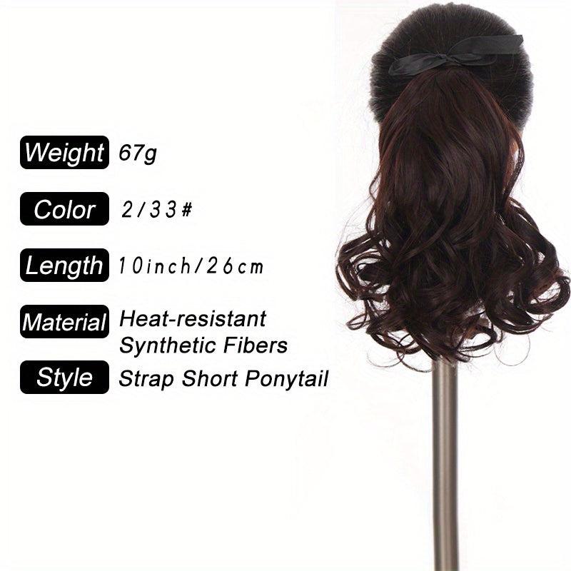 Short Curly Ponytail Extensions with Ties - Heat Resistant Synthetic Hair