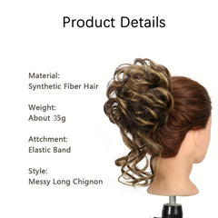 Messy Donut Hair Buns Updo Chignon Clip In Extensions