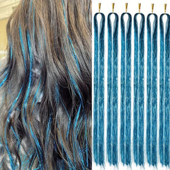 Hair Tinsel Kit 6pcs 1200 Strands Heat Resistant Extensions Fairy Glitter Women