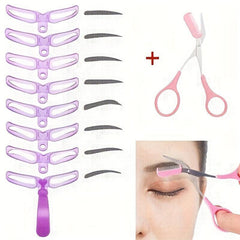 8 in 1 Eyebrow Styling Template & Scissors Kit