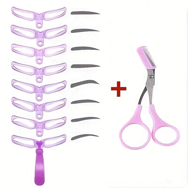8 in 1 Eyebrow Styling Template & Scissors Kit