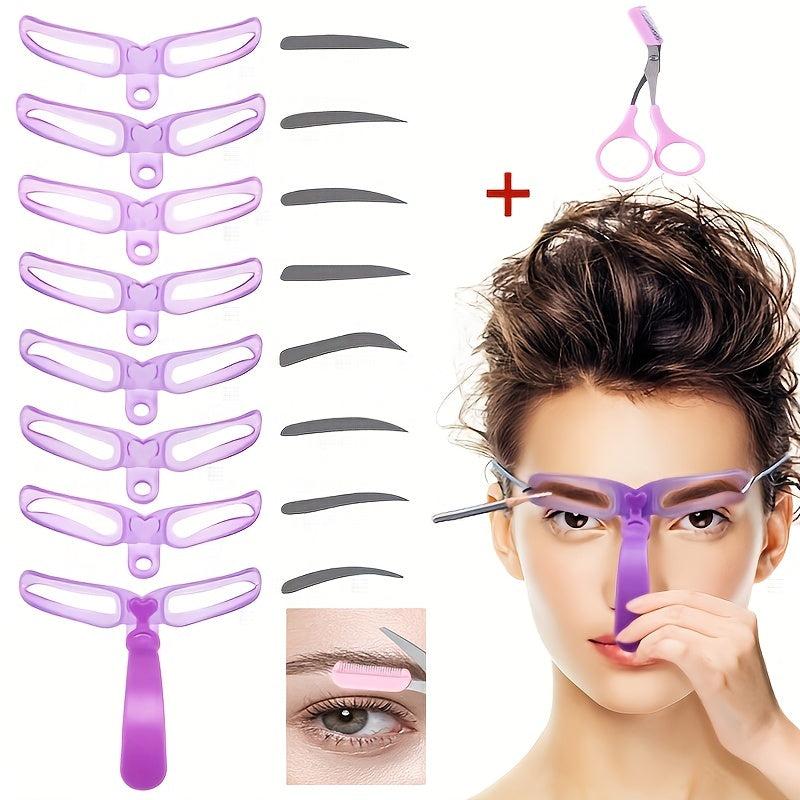 8 in 1 Eyebrow Styling Template & Scissors Kit