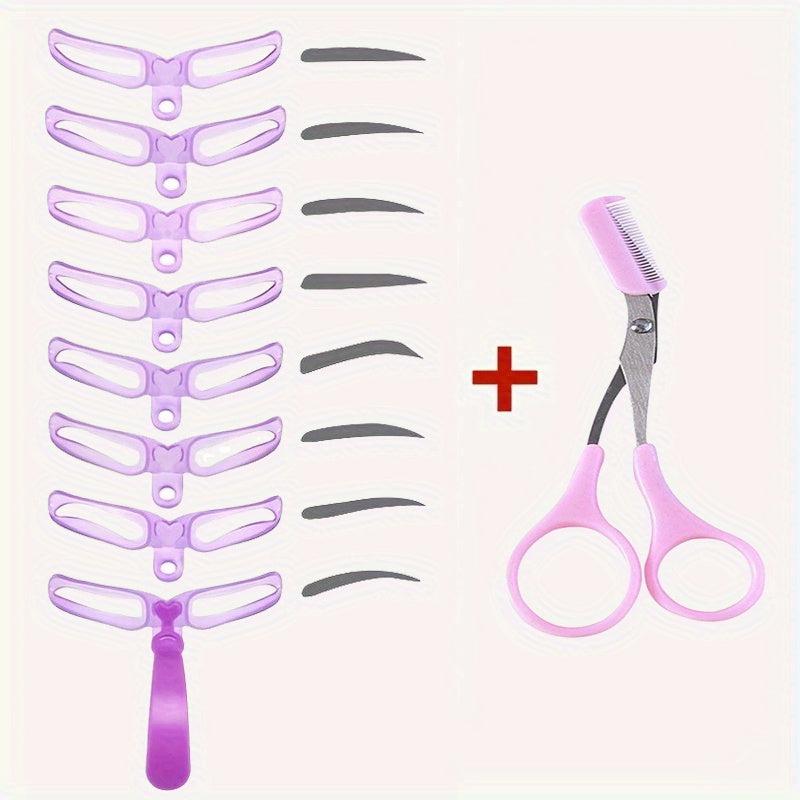 8 in 1 Eyebrow Styling Template & Scissors Kit