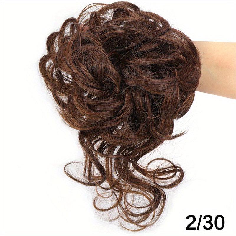 Curly Wavy Donut Chignon Messy Hair Bun Updo