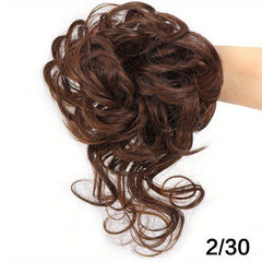 Curly Wavy Donut Chignon Messy Hair Bun Updo