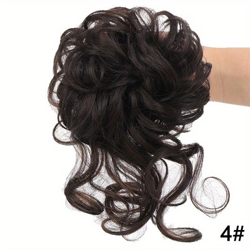 Curly Wavy Donut Chignon Messy Hair Bun Updo