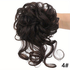 Curly Wavy Donut Chignon Messy Hair Bun Updo