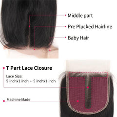 Brazilian Human Hair Lace Closure 20-32-60-96 Cm Straight