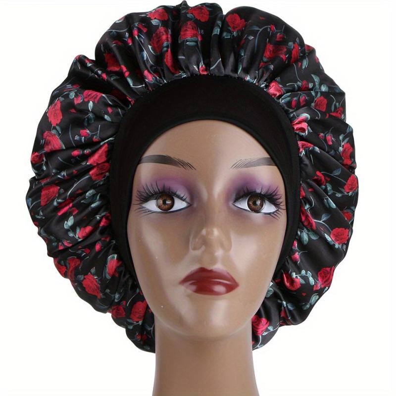 Silky Single Layer Wide Edge Elastic Bonnet Women's Sleep Cap