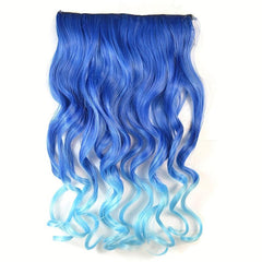 Synthetic Curly Clip In Hair 18inch Long Green Pink Ombre Hairpiece Extension