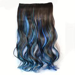 Synthetic Curly Clip In Hair 18inch Long Green Pink Ombre Hairpiece Extension