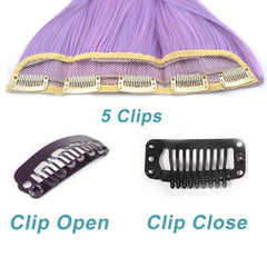 Synthetic Curly Clip In Hair 18inch Long Green Pink Ombre Hairpiece Extension