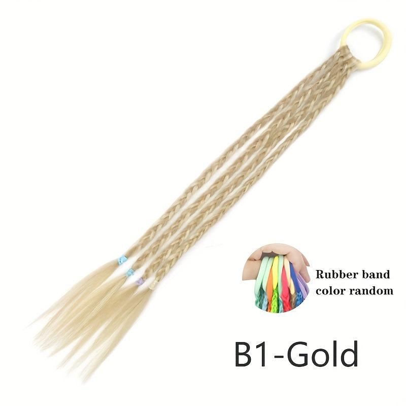 Rainbow Braided Hair Extensions with Rubber Bands