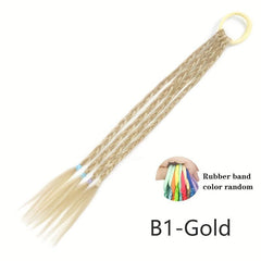 Rainbow Braided Hair Extensions with Rubber Bands
