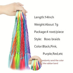 Rainbow Braided Hair Extensions with Rubber Bands