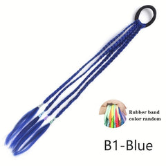 Rainbow Braided Hair Extensions with Rubber Bands