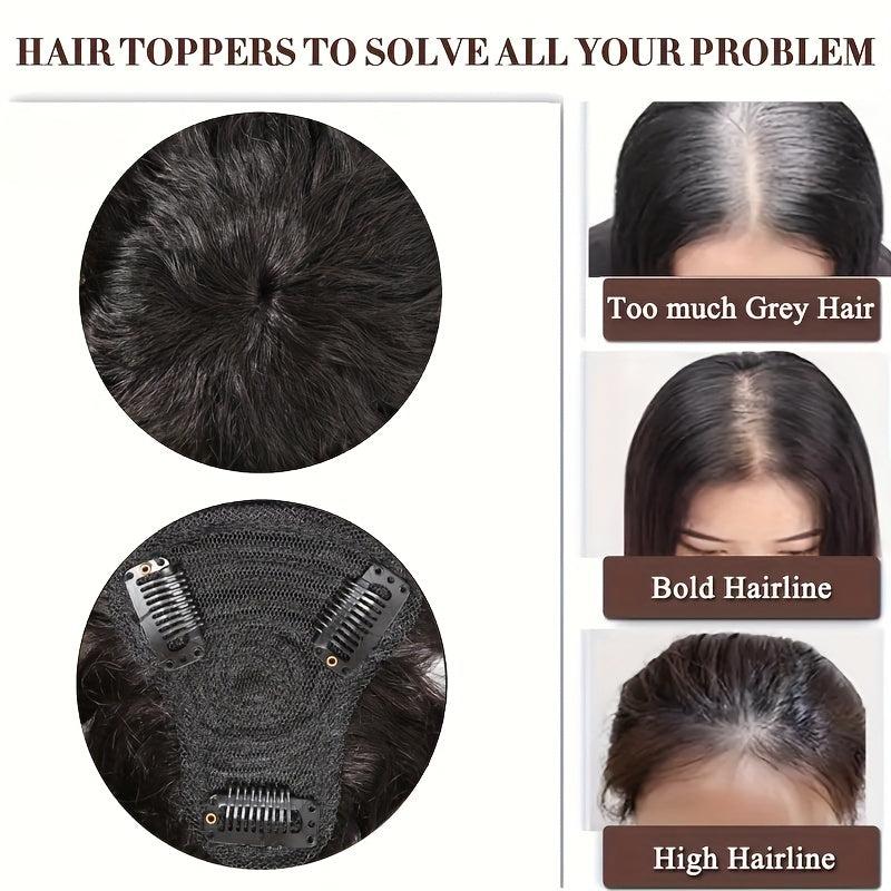 Water Wave Hair Topper for Women 100% Real Human Hair with Bangs