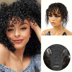 Water Wave Hair Topper for Women 100% Real Human Hair with Bangs