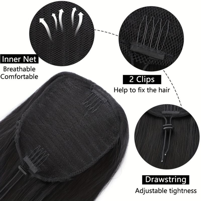 Long Straight Drawstring Ponytail Extension