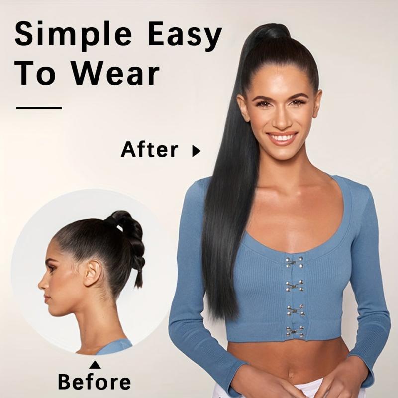 Long Straight Drawstring Ponytail Extension