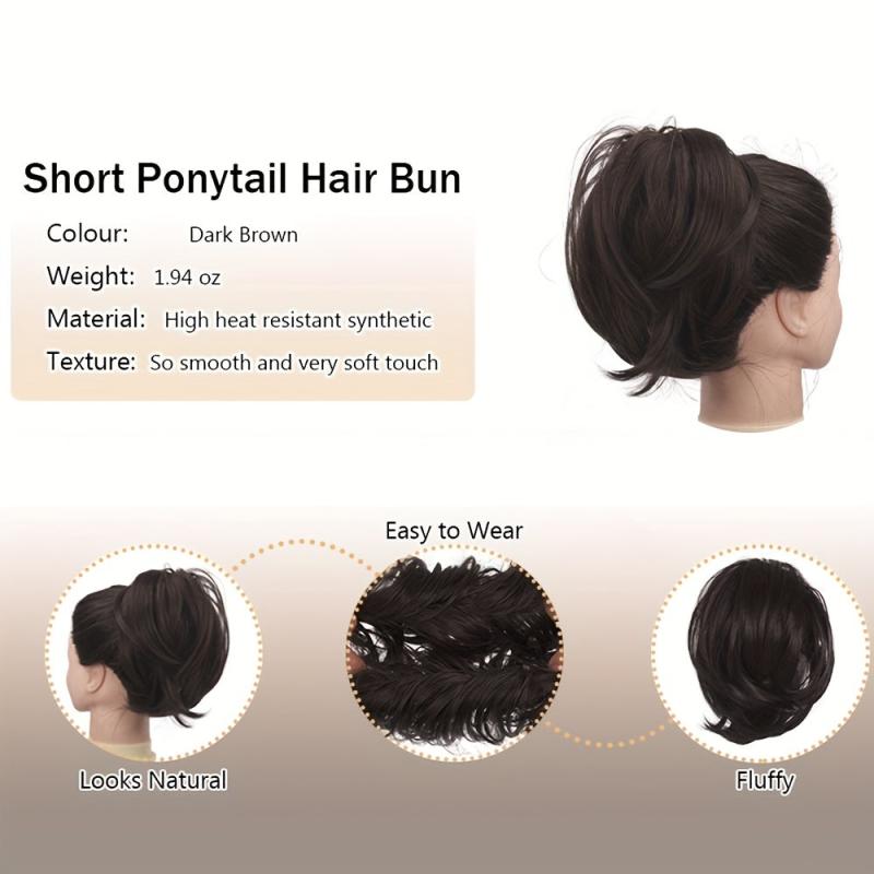 Curly Synthetic Hairpiece for Women Messy Bun Updo Scrunchies Tail Hair Bundle