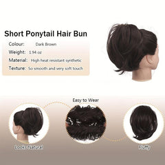 Curly Synthetic Hairpiece for Women Messy Bun Updo Scrunchies Tail Hair Bundle