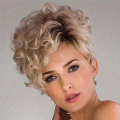 25.4 cm Women Short Curly Wavy Wig with Bangs Synthetic Full Wig for Daily Wear