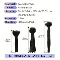 Dreadlocks Extensions 12Inch 10Strands 0 Width Loc Dreads Extensions Crochet