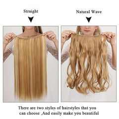Wavy Curly Hair Extensions Fish Line Invisible Wire Heat Resistant Hairpieces