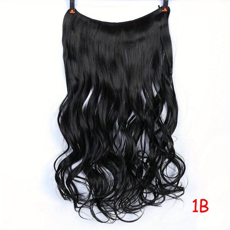 Wavy Curly Hair Extensions Fish Line Invisible Wire Heat Resistant Hairpieces
