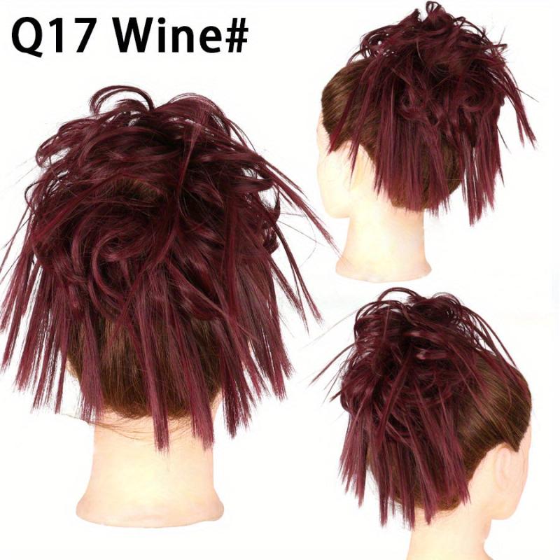 Messy Hair Bun Tousled Updo Hair Scrunchies Extension With Elastic Rubber Band