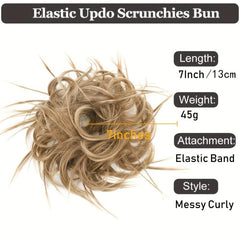 Messy Hair Bun Tousled Updo Hair Scrunchies Extension With Elastic Rubber Band