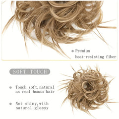 Messy Hair Bun Tousled Updo Hair Scrunchies Extension With Elastic Rubber Band