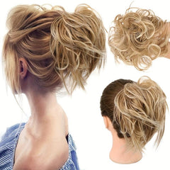 Messy Hair Bun Tousled Updo Hair Scrunchies Extension With Elastic Rubber Band