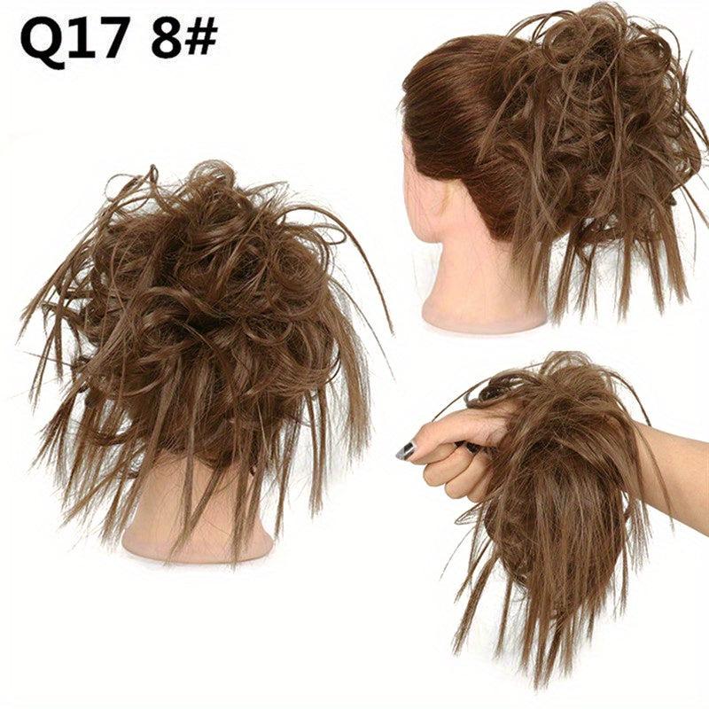 Messy Hair Bun Tousled Updo Hair Scrunchies Extension With Elastic Rubber Band