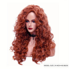 Long Curly Wavy Brown Hair Wig for Halloween 80s 90s Singer Costume Party
