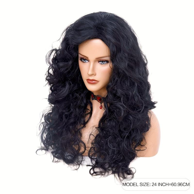 Long Curly Wavy Brown Hair Wig for Halloween 80s 90s Singer Costume Party