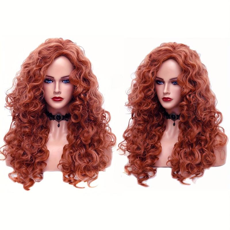 Long Curly Wavy Brown Hair Wig for Halloween 80s 90s Singer Costume Party