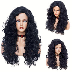 Long Curly Wavy Brown Hair Wig for Halloween 80s 90s Singer Costume Party