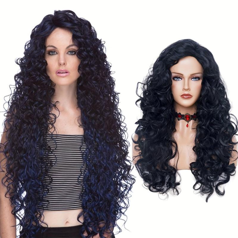 Long Curly Wavy Brown Hair Wig for Halloween 80s 90s Singer Costume Party