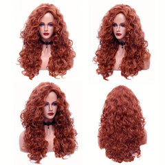 Long Curly Wavy Brown Hair Wig for Halloween 80s 90s Singer Costume Party