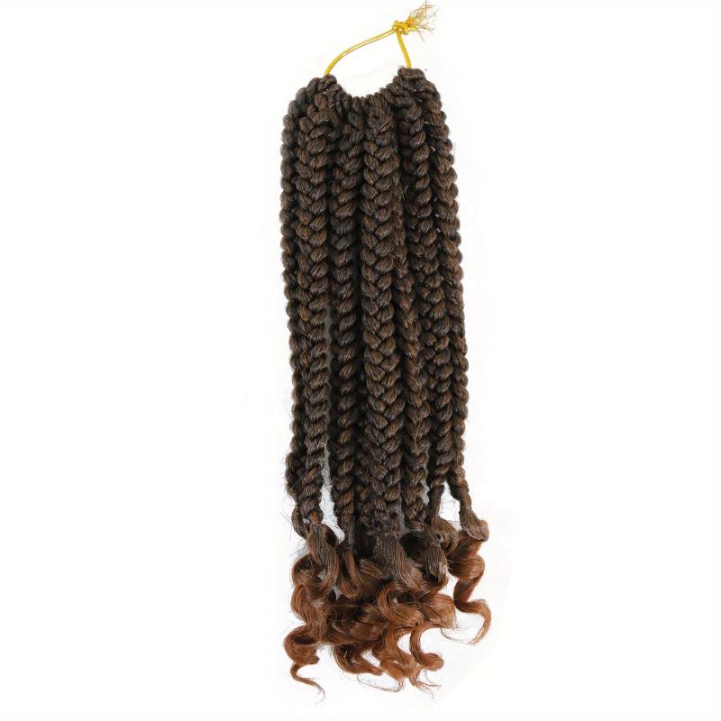 12pcs Ombre Purple Box Braid Hair Extensions Curly Ends 25.4cm Crochet Braids