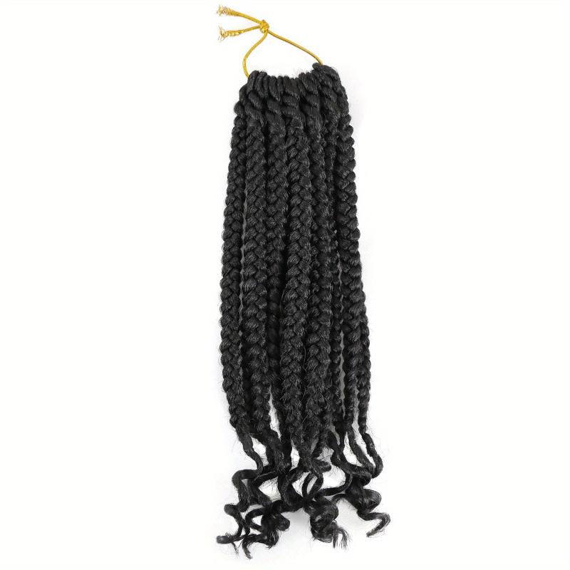12pcs Ombre Purple Box Braid Hair Extensions Curly Ends 25.4cm Crochet Braids