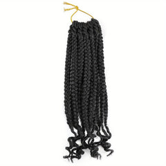 12pcs Ombre Purple Box Braid Hair Extensions Curly Ends 25.4cm Crochet Braids