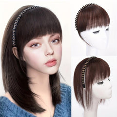 Synthetic Straight Bangs Hair Hoop With Rhinestones