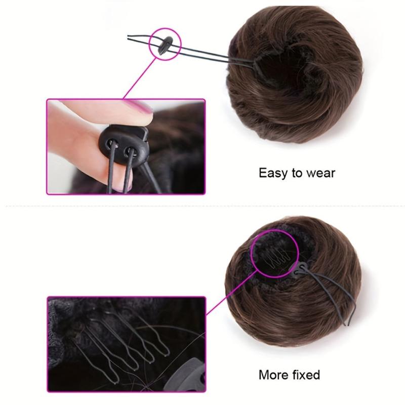 Synthetic Bun Chignon Extension Hairpiece for Women Clip In Hair