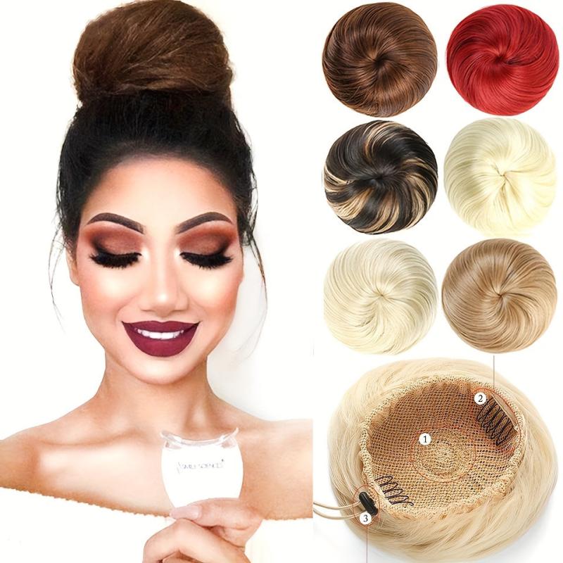 Synthetic Bun Chignon Extension Hairpiece for Women Clip In Hair