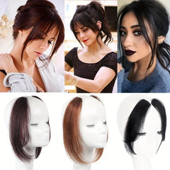 2pcs Side Bangs Hair Extensions Clip In Forehead Natural Seamless Hair Bangs