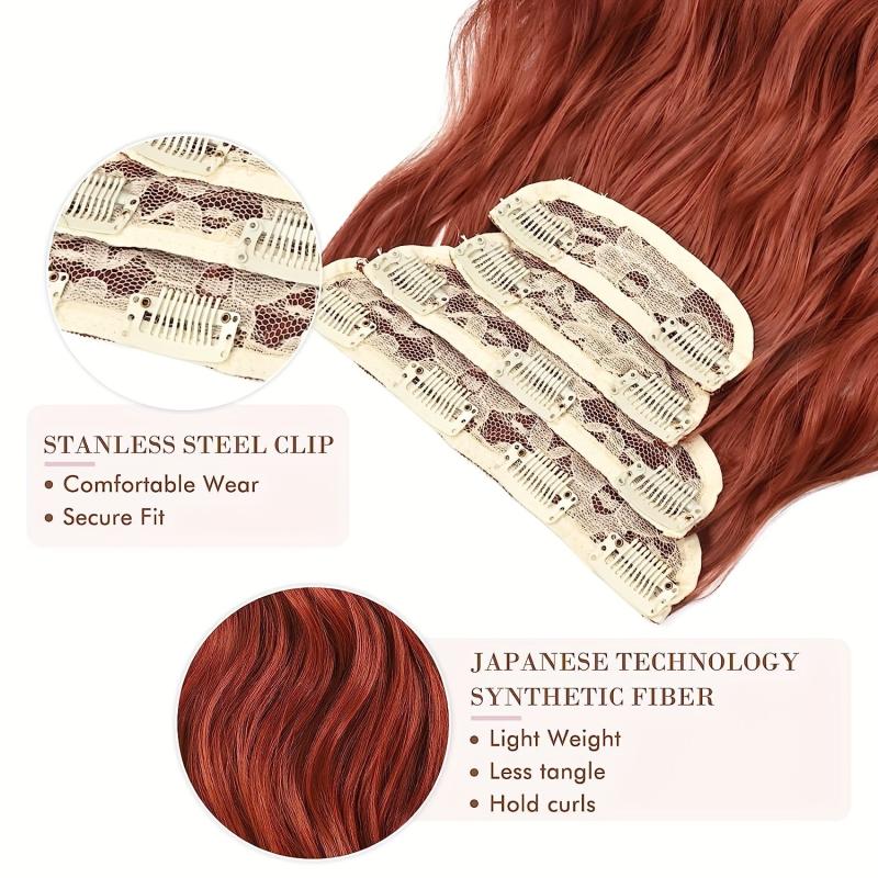 4PCS Clip In Hair Extensions Soft Synthetic Hairpieces For Women